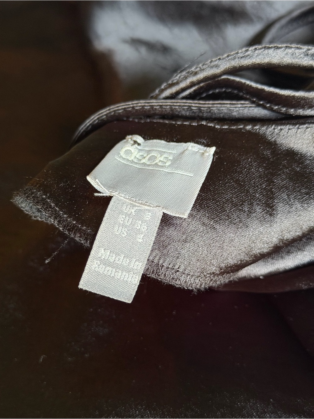 ASOS Black Satin Mini Slip Dress - Picture 4 of 4